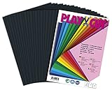 PLAY-CUT Tonpapier A4 Schwarz (130g/m2) | 20 Bogen Din A4 Papier zum Basteln Drucken | Dickes Bedruckbares Bastelpapier Set und Druckerpapier A4 | Premium Tonzeichenpapier & Craft Paper