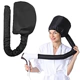 IKOPFLN 1 PCS Trockenhauben für Haare, Föhn Aufsatz Locken,Fönhaube Trockenhaube Schwebehaube für Locken, 2 In 1 Föhnhaube Diffuser Net Plopping Cap für Haar, Verstellbarem Kordelzug (Schwarz)