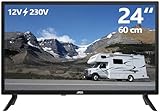 JTC 24 Zoll HD TV JTCT24H39241 mit **12-Volt/230-Volt-Anschluss** und Triple Tuner für Camping und Home