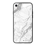 La Coque francaise – Schutzhülle Soft Touch Glossy kompatibel mit iPhone 7/8/iPhone SE 2020/2022 – Schutzhülle aus Hartglas, weicher Rand, ultra-robuster Schutz, Rückseite – Marmorgrau