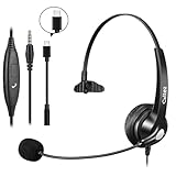 3,5mm Klinke Headset Handy mit Mikrofon Noise Cancelling, USB-C PC Kopfhörer mit Kabel für Laptop Mac iPhone Samsung FritzFon C6 X6 Teams Zoom Home Office Büro Videokonferenz Business Call Center