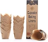 Muffinförmchen Papier Tulpen,200 Stück Standard Natürlich,Ungebleichtes EU-Pergamentpapier,Muffins Papierförmchen für Party & Weihnachten & Hochzeit,Standardgröße