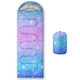 HOSIMA Schlafsack,Sternenhimmel-Farbverlauf Druck,für Kaltes Klima,Erwachsene,Mädchen und Jungen,wasserdicht,für Herren,warm,Camping,Wandern,Outdoor,Reisen,Jagd,Kompressionssack (Sternenhimmel-3)