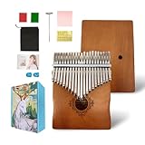 YoungMonic Kalimba Daumenklavier mit 21 Tasten, Musikgeschenk für Anfänger & Erwachsene, Mahagoni-Fingerklavier mit Stimmhammer, Anleitung, Tragetasche