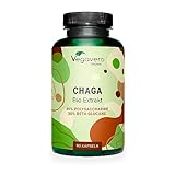 BIO Chaga Pilz Kapseln | EINZIGARTIG: 600 mg Bio Extrakt (10:1) - 6.000 mg Chaga | 40% Polysaccharide - 30% Beta Glucane | Laborgeprüft | Vegan - Ohne Zusatzstoffe | Deutsche Produktion Vegavero®