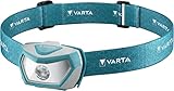 VARTA Stirnlampe LED inkl. 3x AAA Batterien Kopflampe, Outdoor Sports H10 Pro, zwei Leuchtmodi, spritzwassergeschützt, Dimmfunktion, mit schwenkbarem Kopf, blau