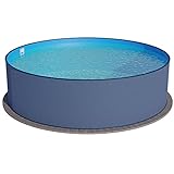 Summer Fun Stahlwandpool rund Größe wählbar, 120cm tief, Stahl 0,4mm anthrazit, Folie 0,4mm blau, Einhängebiese 350