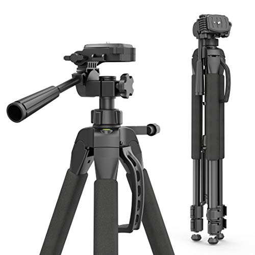 Hama Kamera Stativ Action 165 3D (Tripod mit 61–165cm Höhe, leichtes Fotostativ mit 3-Wege-Kopf, Dreibeinstativ mit Spikes, Kamerastativ passend für Canon Nikon Sony Olympus inkl. Tragetasche) schwarz