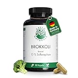 Brokkoli Extrakt (180 Kapseln á 550mg) - Deutsche Herstellung - 13% Sulforaphan (=72mg) - 100% Vegan - Ohne Zusätze - Vorrat für 6 Monate