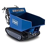 Scheppach Benzin Dumper DP5000 Motorschubkarre Mini Transporter mit Kettenantrieb | 500kg Traglast | 5,6 PS und 196cm³ | 3-Vorwärts-/1-Rückwärtsgang | hydraulischer Kippbehälter – 950 x 680 x 465 mm