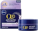 NIVEA Q10 Anti-Falten Beruhigung Nachtpflege (50 ml), feuchtigkeitsspendende Nachtcreme mit purem Q10 und Süßholzextrakt, Gesichtspflege Creme für sensible Haut