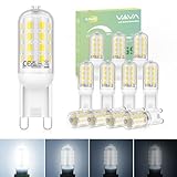 VIIIVA LED-Leuchtmittel, G9, dimmbar, kaltweiß, 6000 K, 500 lm, entspricht 45 W Halogenlampe, CRI 80, Sockel G9 Standard, energiesparend, AC 200 – 240 V, geeignet für Kronleuchter, Wandleuchte, 12