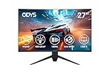 ODYS Q27 PRO-X - Curved Gaming Monitor 27 Zoll (69 cm), 180 Hz, WQHD (2.560x1.440 px), 1 ms Reaktionszeit (MPRT), HDR, 1500R, FreeSync/G-Sync kompatibel, Eye Care, HDMI, Display Port, 3,5mm Audio