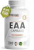 EAA Kapseln hochdosiert 240 Giga Caps mit je 1000 mg EAA (vegan) - Optimiertes Multi-Amino EAA-Pattern (Human Code-Profil) - Ohne Zusatzstoffe - Made in Germany - 100% vegan - ProFuel
