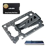 Lever Gear Toolcard Pro, mit Geldklammer, 40-in-1-Kreditkarte, Multitool-Karte, schlanke, minimalistische Edelstahl-Brieftaschenkarte und Geldklammer (1, Stonewash)