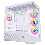 LIAN LI Vector V100 PC-Gehäuse Weiß – ATX Midi-Tower mit Tempered Glass, RGB-Beleuchtung, 4X 120-mm-Lüfter, Platz für 360mm Radiator, GPU bis 415mm, Back Connect kompatibel