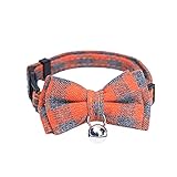 Halsband Hund Grosse Hunde Pet Collar British Plaid Bowknot Katzenhalsband mit Schnalle Typ Katzenhalsband mit Glocke Erziehungshalsband Hund (Orange, One Size)