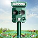 Katzenschreck Ultraschall Tiervertreiber, Solar Katzenvertreiber mit PIR-Bewegungsmelder und LED Blinklicht, Wasserdicht, Solar und USB-Laden, 4 Modi Marderschreck für Katzen,Hunde,Vögel,Wildtiere