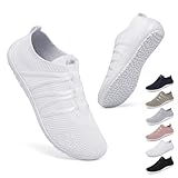 Geweo Barfußschuhe Damen Herren Barfuss Hausschuhe Barfuß Schuhe Barfussschuhe Barefoot Shoes Turnschuhe Gymnastikschuhe Sockenschuhe Fitnessschuhe Mit Zero Drop Sohle Weiß 40EU