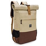 EverVanz Laptop-Rucksack, Damen & Herren Roll Top Wasserdichter Wanderrucksack, Leichtgewichtiger Freizeit-Rucksack, Stilvolle Schultasche mit USB-Ladebuchse, L