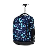 BOZONLI Trolley Rucksack Jungen Trolley Schultasche mit Rollen Rucksack Schultrolley Rucksäcke Schulrucksack Schulranzen mit Rollen, Blaue Geometrie