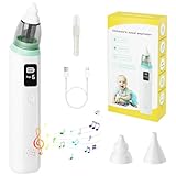 Nasensauger Baby Elektrisch, SOARFLY Elektrischer Nasensauger Baby mit 6 Saugstufen und 2 Silikonspitzen, Nasensauger Baby mit Musikfunktion, LCD-Display Wiederaufladbar für Babys und Kinder, Grün