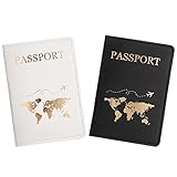 umorismo 2 Stücke Passport Holder, Reisepasshülle, Kunstleder Reisepasshülle Halter, Reisepass Schutzhülle für Kreditkarten, Ausweis und Reisedokumente