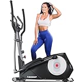 HIROLLOP Crosstrainer für Zuhause, 95% Vormontiertes Ellipsentrainer mit 22 Magnet Widerstandsstufen Heimtrainingsgerät für elliptisches Training (Schwarz)