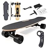 WEIZIIA Elektrisches Skateboard Mit Fernbedienung, 350 W Elektrisches Longboard, 20 KM Höchstgeschwindigkeit, 8 KM Reichweite, 3 Einstellbare Geschwindigkeiten, 90 KG Maximale Belastung, Für Anfänger