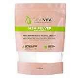 GreatVita MSM Pulver 1000g | 99,9% rein/Premium Qualität/Methylsulfonylmethan, organischer Schwefel ohne Zusätze