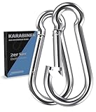 GARSIDURO® Karabinerhaken | 2er Set 8x80 mm | Karabiner Stahl verzinkt DIN 5299 | Feuerwehr Karabiner mit Schnappverschluss geeignet als Schlüsselanhänger Karabiner oder Schwerlast Karabiner Wohnwagen