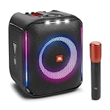 JBL PartyBox Encore Essential Tragbarer Innen- und Außen-Partylautsprecher mit integrierten Lichtern, IPX4 spritzwassergeschütztem Design, tiefer Bass und 10 Stunden Spielzeit, in Schwarz