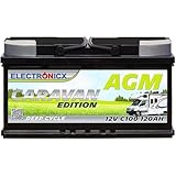 ELECTRONICX AGM Batterie 12V 120Ah C100 Caravan Edition – Wartungsfrei, Auslaufsicher, Vibrationsfest für Camping, Boote, Notstromversorgung und netzunabhängige Systeme