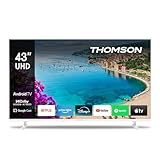 Thomson – 43 Zoll (109 cm) Ultra HD Weiß – Smart Android – WLAN, Triple-Tuner, USB, HDMI, DVB-C/S2/T2, AV IN, CI+, A+ Panel – 43UA5S13W – 2025