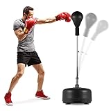 MSPORTS Punchingball Premium Boxstand I Höhenverstellbarer Standbox-Trainer inkl. Boxbirne 110-150 cm I Box Ständer Standboxtrainer für Boxing Workout (Schwarz)