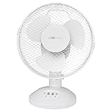 Clatronic® Ventilator mit Schwenkfunktion | Ventilator leise 2 Stufen | Ø 23 cm | Tischventilator 30W | Fan | Tischventilator sehr leise | VL 3601 weiß