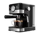 SilverCrest Espressomaschine kaffeemaschine Siebträgermaschine Wassertank 1,5 Liter mit Milchaufschäumer 15 Bar Pumpendruck SEM 1100 C3