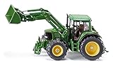 siku 3652, John Deere Traktor mit Frontlader, 1:32, Metall/Kunststoff, Grün, Beweglicher Frontlader, Abnehmbare Fahrerkabine
