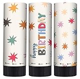 Folat 26873 Geburtstag Dekoration weiß mit bunten Sternen - Party Popper Mini - Starburst - 3 Stück - Fröhlich und farbenfroh Party Geschirr für Kinder und Erwachsenen Geburtstag