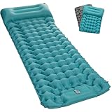 Satisure Isomatte Selbstaufblasend Wasserdicht Camping Matratze Outdoor, Ultraleicht Luftmatratze mit Fußpresse Pumpe, Faltbare Schlafmatte mit Kissen, Aufblasbarer Wasserhängematte