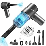 AGARELE Handstaubsauger 12000Pa Auto Staubsauger USB-C Wiederaufladbarer Akku Handstaubsauger Kabellos 4 in 1 Mini Staubsauger für den Auto, Haus, Küche Silber