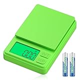 Feinwaage 1000g/0,01g, Tragbare Präzisions Küchenwaage, Mini Digitale Taschenwaage mit LCD Display, Multifunktions Gramm Waage für Küche, Tee, Hefe, Kaffee - Grün