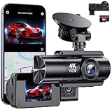 Dashcam Auto vorne und hinten kabellos Dasch cam 360 Grad berwachung mit akku 4K mit GPS 5Ghz WiFi Dash Cam mit 64GB SD Auto Kamera kabellos mit Parküberwachung/Super Nachtsicht/Loop-Aufnahme