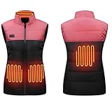 Focenat Beheizbare Jacke Damen, Beheizbare Weste, Heizweste Damen, Beheizte Weste, Leichte, USB Aufladung, 4 Heizzonen, 3 Temperaturen, Wärmeweste für Radfahren, Camping, Outdoor (Ohne Powerbank) (L)