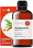 H’ana Ätherische Sandelholzöle für Diffuser – Natürliches und reines Sandelholzöl – 100% Ätherisches Sandelholzöl in therapeutischer Qualität für Haare, Haut, Massage, Schlaf & Parfüm (30 ml)