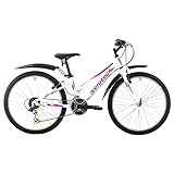 Multibrand Probike Adventure 24 Zoll Mountainbike 18 Gang Mädchen-Fahrrad & Jungen-Fahrrad, geeignet ab 130-155 cm (Weiß-Rosa-Legierung)