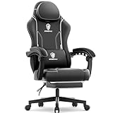 Dowinx Gaming Stuhl Racing Gamer Stuhl mit Frühling Kissen, Ergonomischer Gaming Sessel mit Massage Lendenwirbelstütze, Bürostuhl PU Leder PC-Stuhl Verbreiterte Rückenlehne 150KG, Schwarz