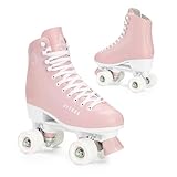 ATTABO Damen Rollschuhe Serena Größe 39 EU Größenverstellbar ABEC-3 Aluminium Skate Leder Obermaterial Zehenschutz Sicheres Bremsen Präzisionspassung 82A Räder