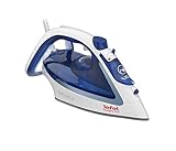 Tefal Easygliss Dampfbügeleisen, 2500 Watt, Dampfstoß 220 g/Min., Tankfüllmenge 270 ml, Durilium Airglide Bügelsohle, schnelle Aufheizzeit, XL Nachfüllöffnung des Wassertanks, blau/weiß, FV5736