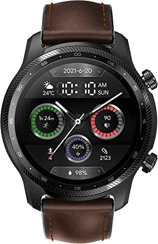 Ticwatch Pro 3 Ultra 4G/LTE Smartwatch Qualcomm SDW4100 und Mobvoi Dual Processor System Wear OS Smart Watch für Männer Blutsauerstoff IHB AFiB Erkennung Ermüdungsbewertung 3-45 Tage Batterie, Braun